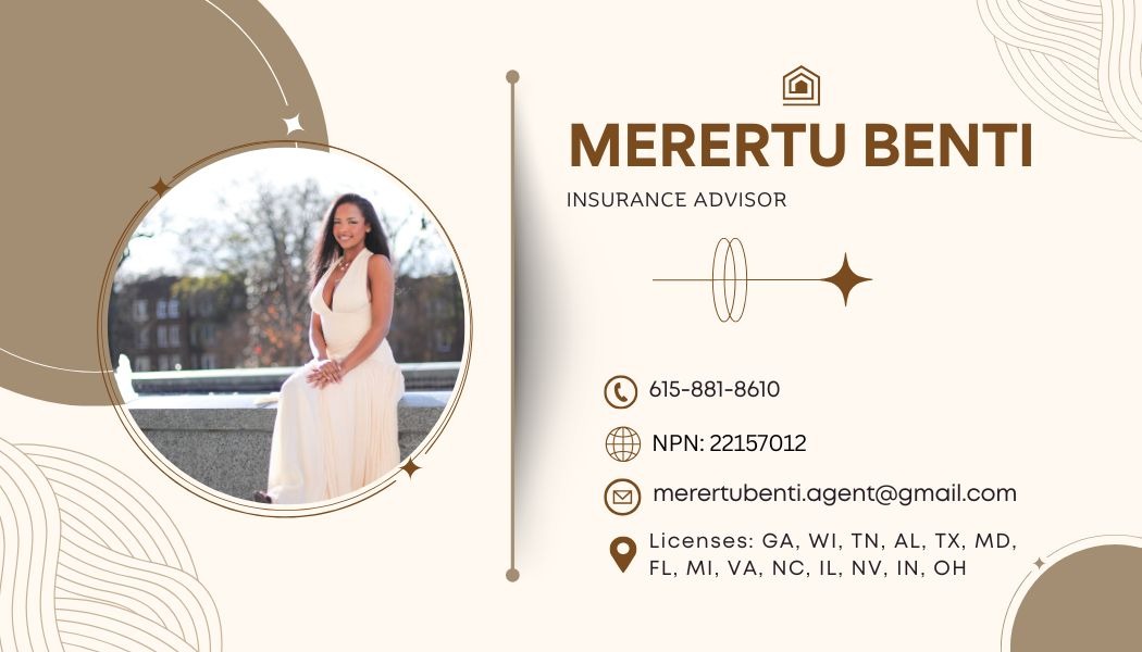 Merertu Benti business card with contact details